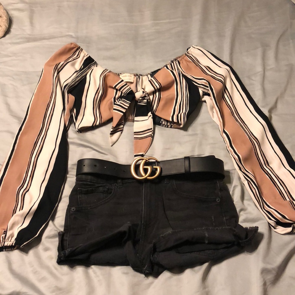 Emory park striped crop top with bow